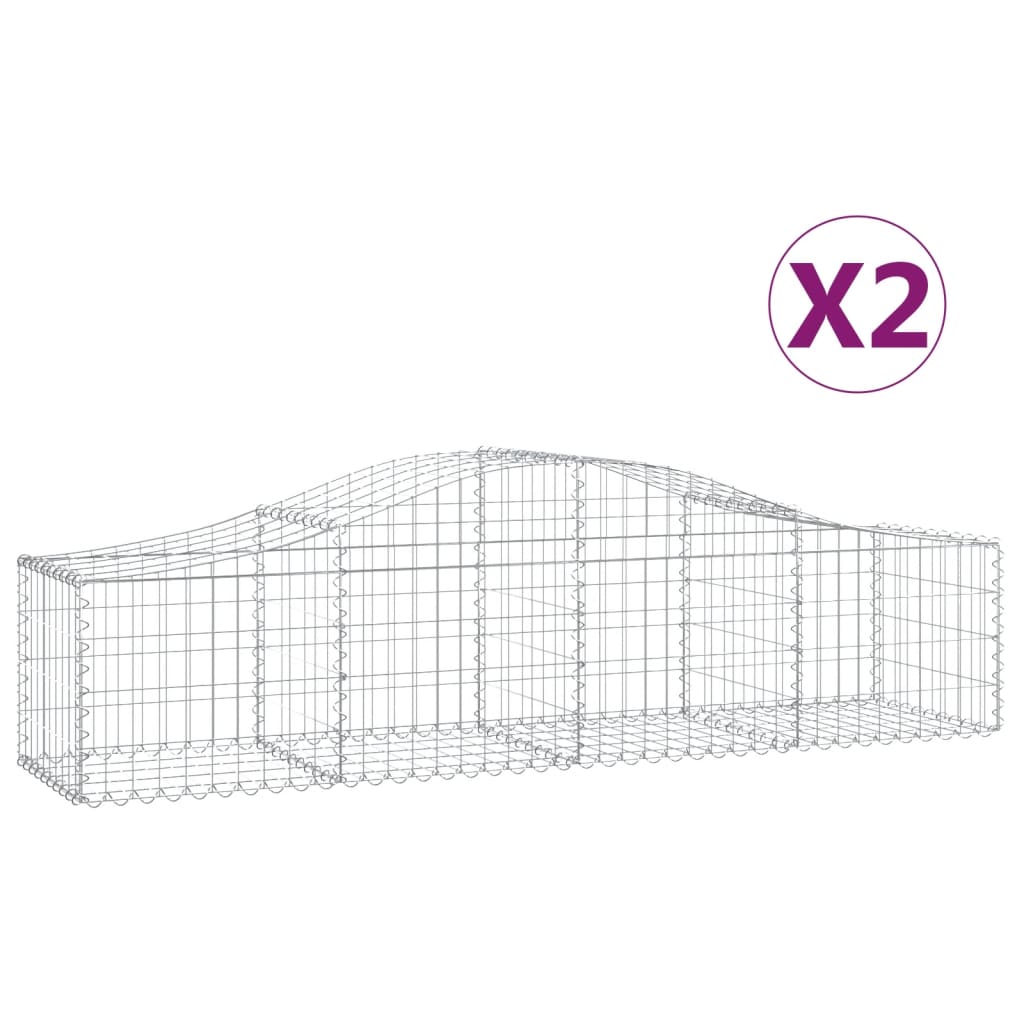 vidaXL Gabions avec arc surélevé 2 pcs 200x50x40/60 cm Fer galvanisé