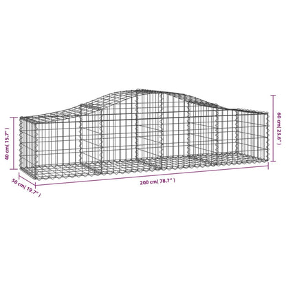vidaXL Gabions avec arc surélevé 2 pcs 200x50x40/60 cm Fer galvanisé