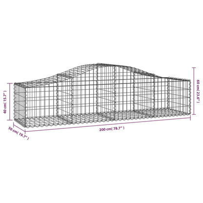 vidaXL Gabionen mit Hochbogen 6 Stk. 200x50x40/60 cm Verzinktes Eisen