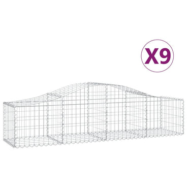 vidaXL Gabionen mit Hochbogen 9 Stk. 200x50x40/60 cm Verzinktes Eisen