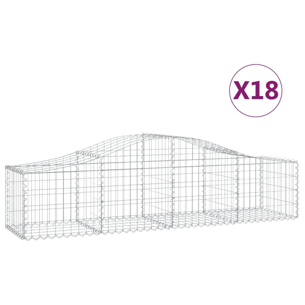 vidaXL Gabions avec arche haute 18 pcs 200x50x40/60 cm Fer galvanisé