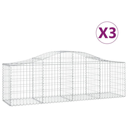 vidaXL Gabions avec arc surélevé 3 pcs 200x50x60/80 cm Fer galvanisé