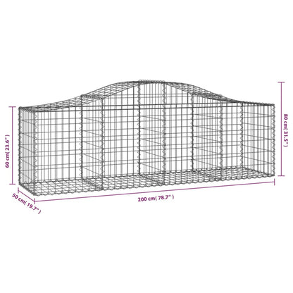 vidaXL Gabionen mit Hochbogen 5 Stk. 200x50x60/80 cm Verzinktes Eisen