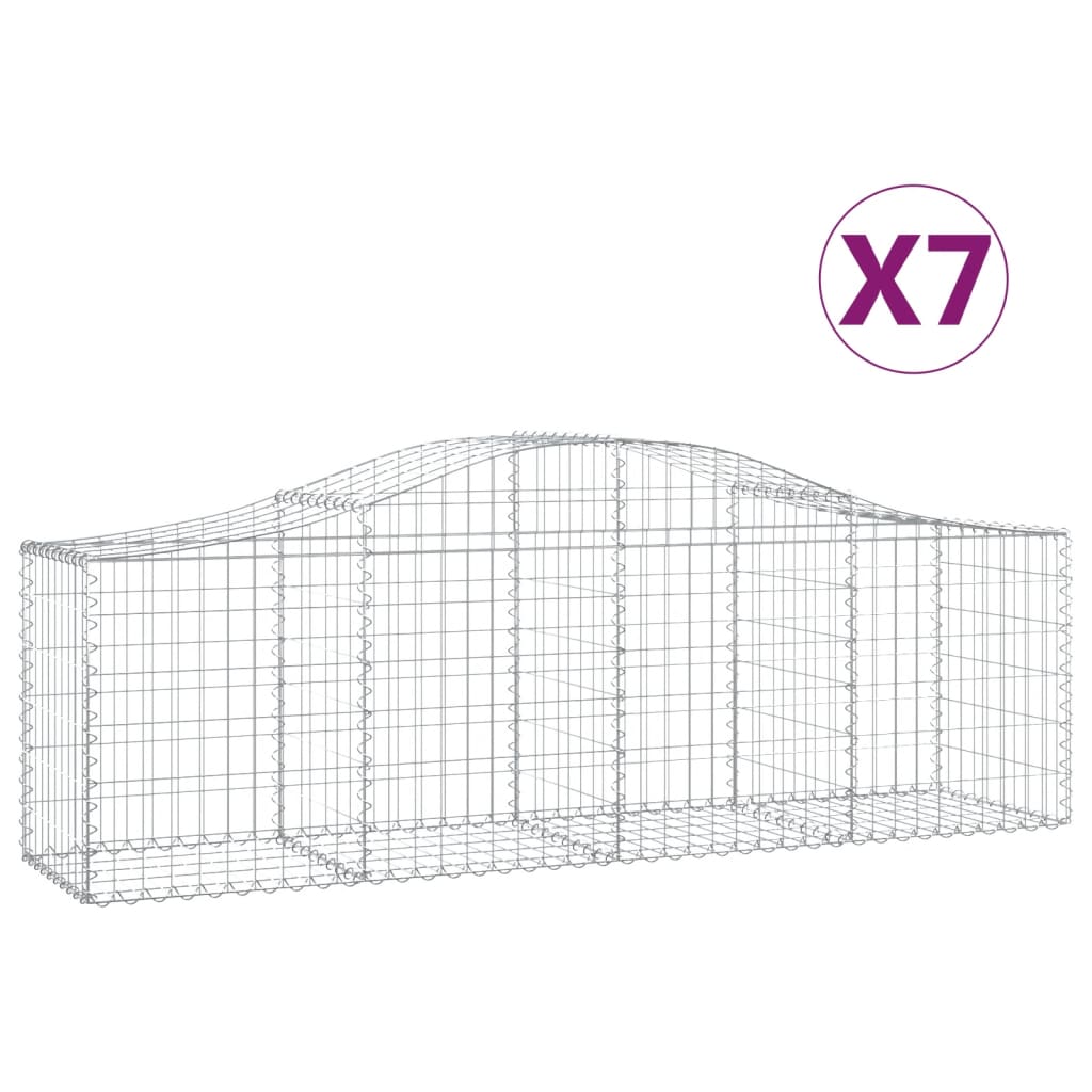 vidaXL Gabions à arc surélevé 7 pcs 200x50x60/80 cm Fer galvanisé