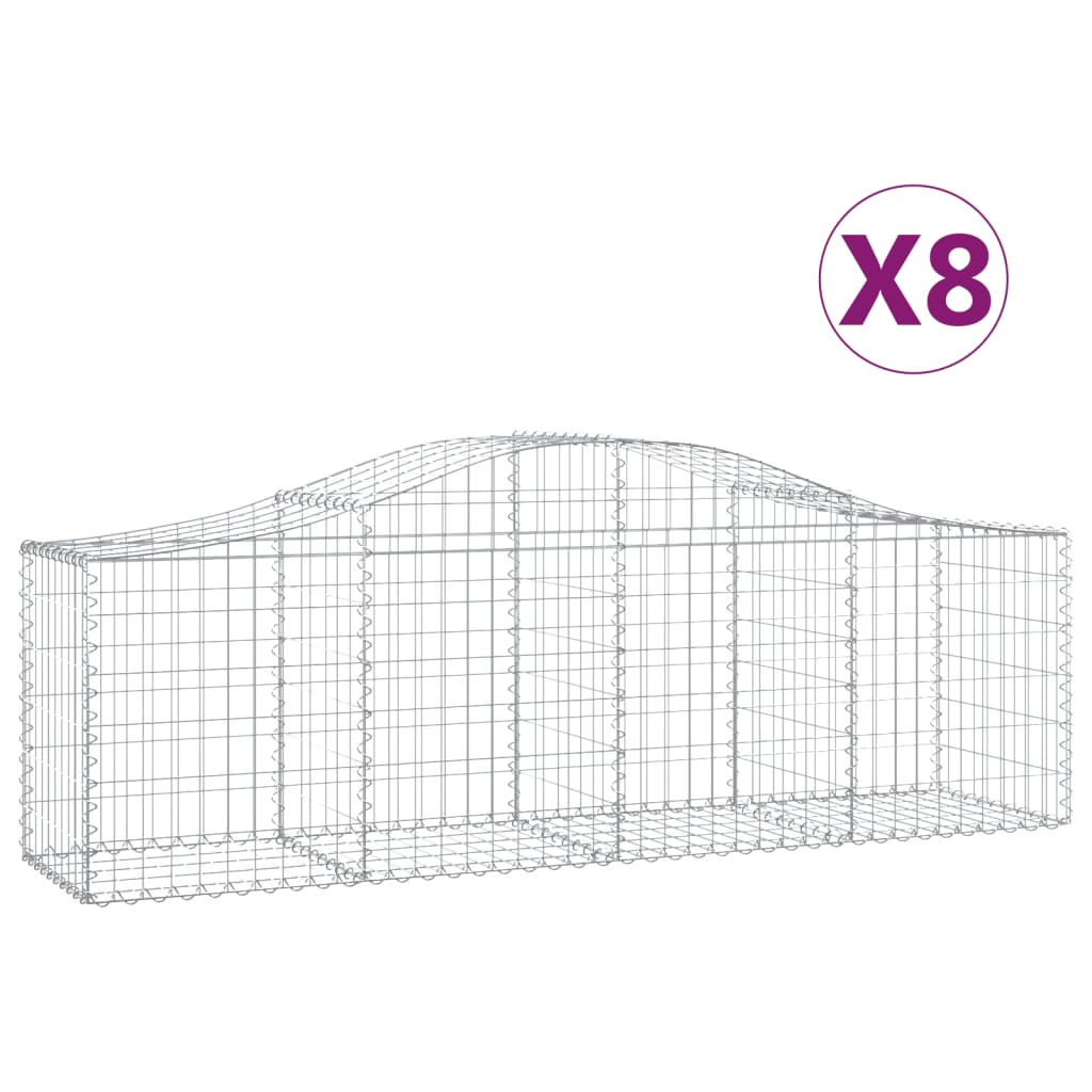 vidaXL Gabions avec arche 8 pcs. 200x50x60/80 cm Fer galvanisé