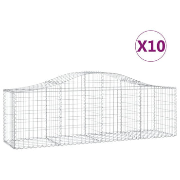 vidaXL Gabions avec arche 10 pcs 200x50x60/80 cm Fer galvanisé