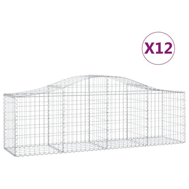 vidaXL Gabions avec arche 12 pcs 200x50x60/80 cm Fer galvanisé
