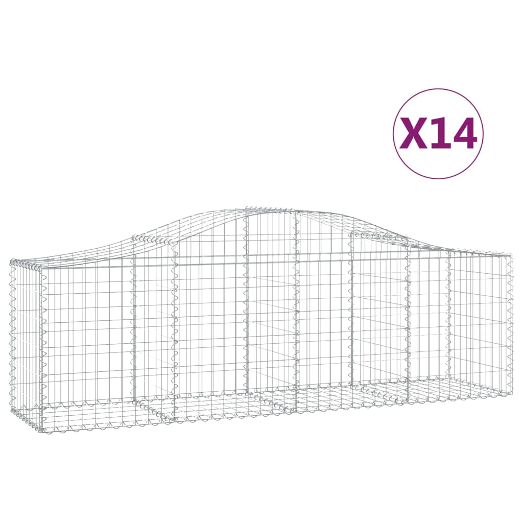 vidaXL Gabions à arc élevé 14 pcs 200x50x60/80 cm Fer galvanisé