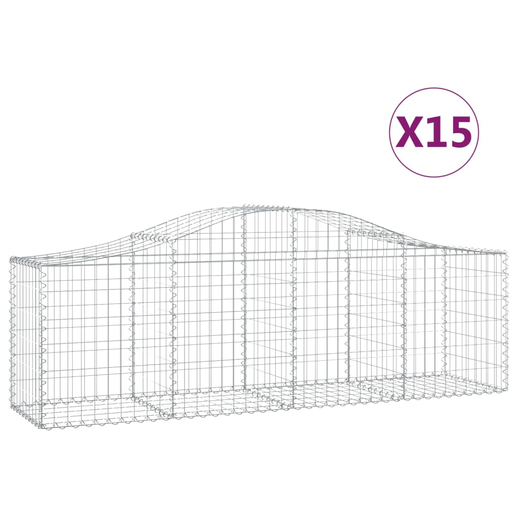 vidaXL Gabions avec arche 15 pcs 200x50x60/80 cm Fer galvanisé