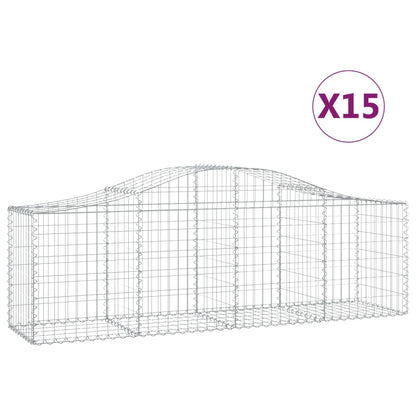 vidaXL Gabions avec arche 15 pcs 200x50x60/80 cm Fer galvanisé