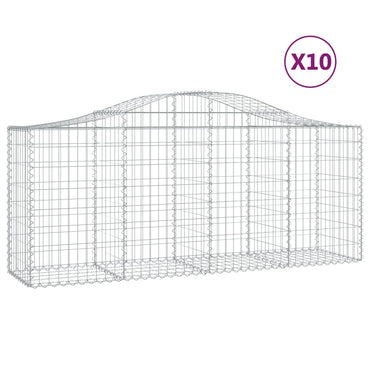 vidaXL Gabionen mit Hochbogen 10 Stk. 200x50x80/100cm Verzinktes Eisen