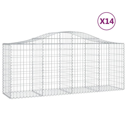 vidaXL Gabionen mit Hochbogen 14 Stk. 200x50x80/100cm Verzinktes Eisen