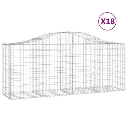 vidaXL Gabionen mit Hochbogen 18 Stk. 200x50x80/100cm Verzinktes Eisen