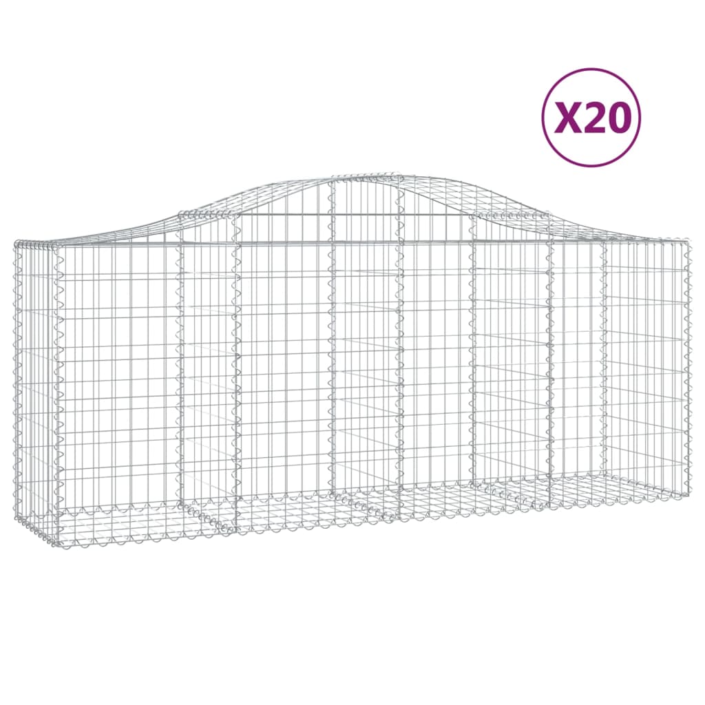 vidaXL Gabionen mit Hochbogen 20 Stk. 200x50x80/100cm Verzinktes Eisen