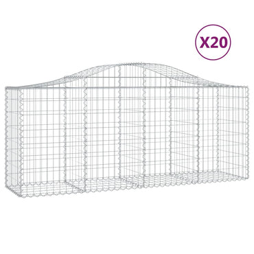 vidaXL Gabionen mit Hochbogen 20 Stk. 200x50x80/100cm Verzinktes Eisen