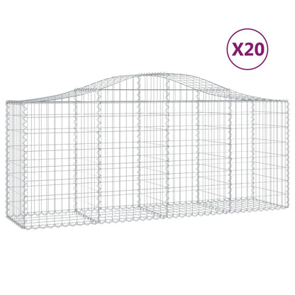 vidaXL Gabionen mit Hochbogen 20 Stk. 200x50x80/100cm Verzinktes Eisen