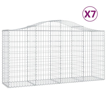vidaXL Gabionen mit Hochbogen 7 Stk. 200x50x100/120cm Verzinktes Eisen