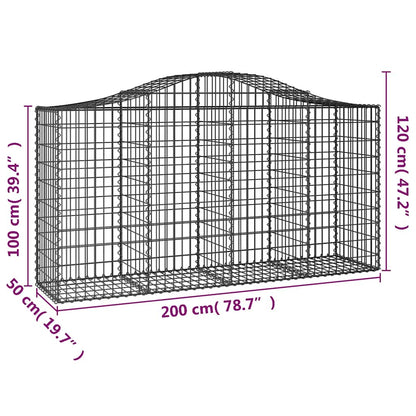 vidaXL Gabionen mit Hochbogen 8 Stk. 200x50x100/120cm Verzinktes Eisen