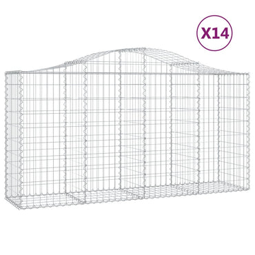 vidaXL Gabionen mit Hochbogen 14 Stk 200x50x100/120cm Verzinktes Eisen