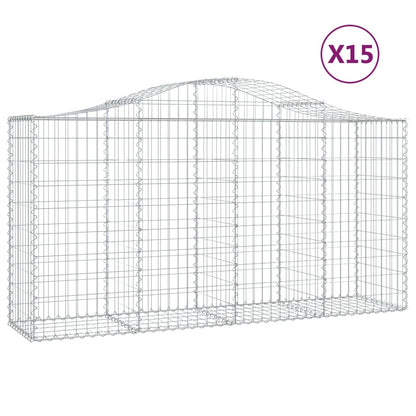 vidaXL Gabionen mit Hochbogen 15 Stk 200x50x100/120cm Verzinktes Eisen