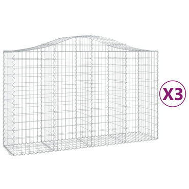 vidaXL Gabions à arc surélevé 3 pcs 200x50x120/140 cm Fer galvanisé