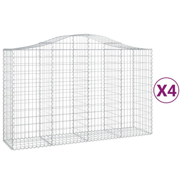vidaXL Gabionen mit Hochbogen 4 Stk. 200x50x120/140cm Verzinktes Eisen
