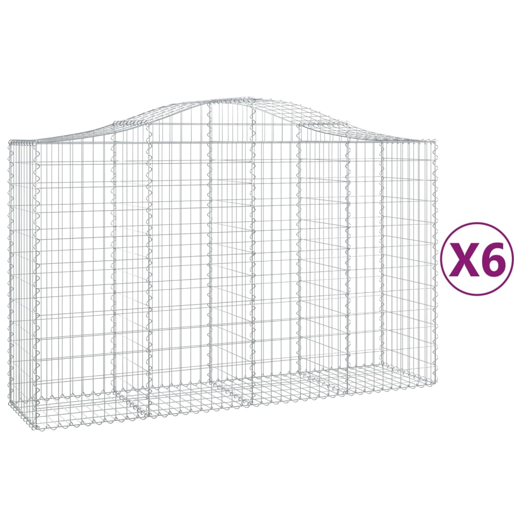 vidaXL Gabions avec arche 6 pcs 200x50x120/140cm Fer galvanisé