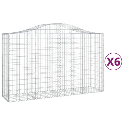 vidaXL Gabions avec arche 6 pcs 200x50x120/140cm Fer galvanisé