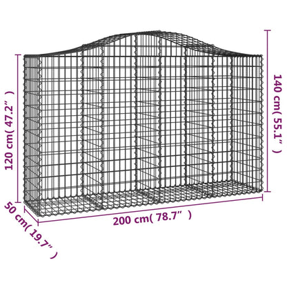vidaXL Gabions avec arche 6 pcs 200x50x120/140cm Fer galvanisé
