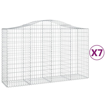 vidaXL Gabions avec arche 7 pcs 200x50x120/140 cm Fer galvanisé