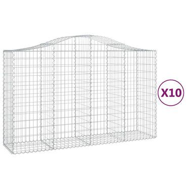 vidaXL Gabionen mit Hochbogen 10Stk. 200x50x120/140cm Verzinktes Eisen