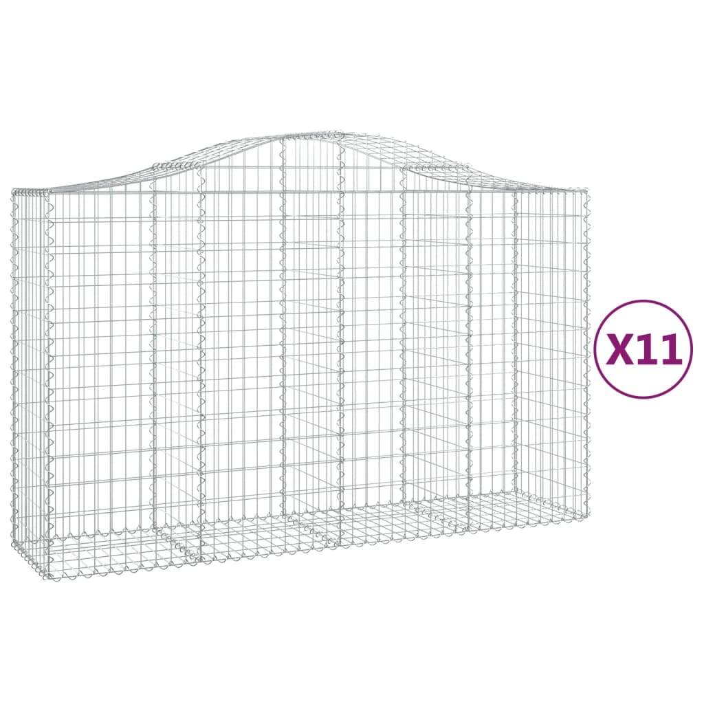 vidaXL Gabionen mit Hochbogen 11Stk. 200x50x120/140cm Verzinktes Eisen