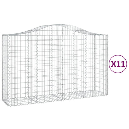 vidaXL Gabionen mit Hochbogen 11Stk. 200x50x120/140cm Verzinktes Eisen