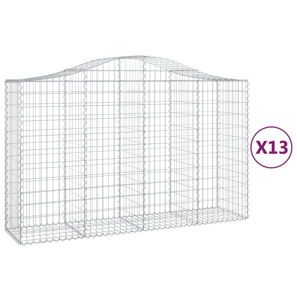 vidaXL Gabions avec arche haute 13 pcs 200x50x120/140 cm Fer galvanisé