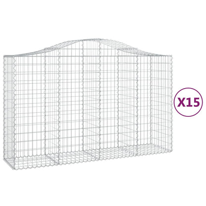 vidaXL Gabions à arc surélevé 15 pcs 200x50x120/140 cm Fer galvanisé