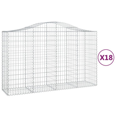 vidaXL Gabions avec arche haute 18 pcs 200x50x120/140 cm Fer galvanisé