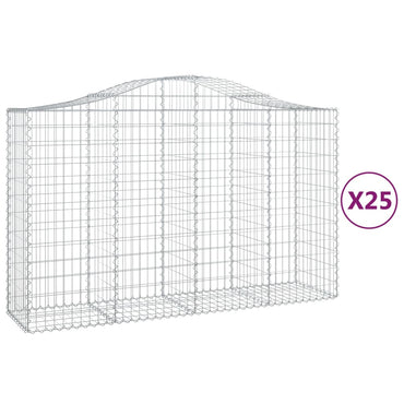 vidaXL Gabions avec arche 25 pcs 200x50x120/140 cm Fer galvanisé