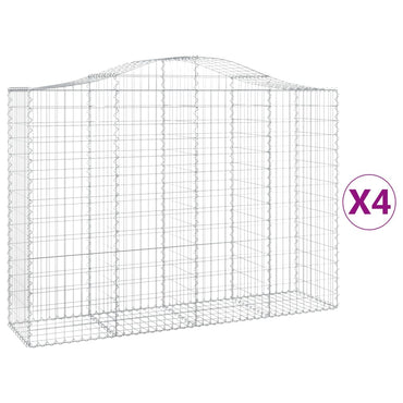 vidaXL Gabionen mit Hochbogen 4 Stk. 200x50x140/160cm Verzinktes Eisen