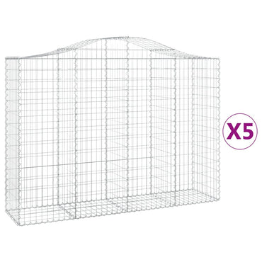 vidaXL Gabions à arc élevé 5 pces 200x50x140/160 cm Fer galvanisé