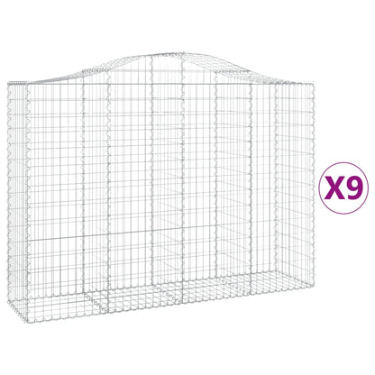 vidaXL Gabionen mit Hochbogen 9 Stk. 200x50x140/160cm Verzinktes Eisen