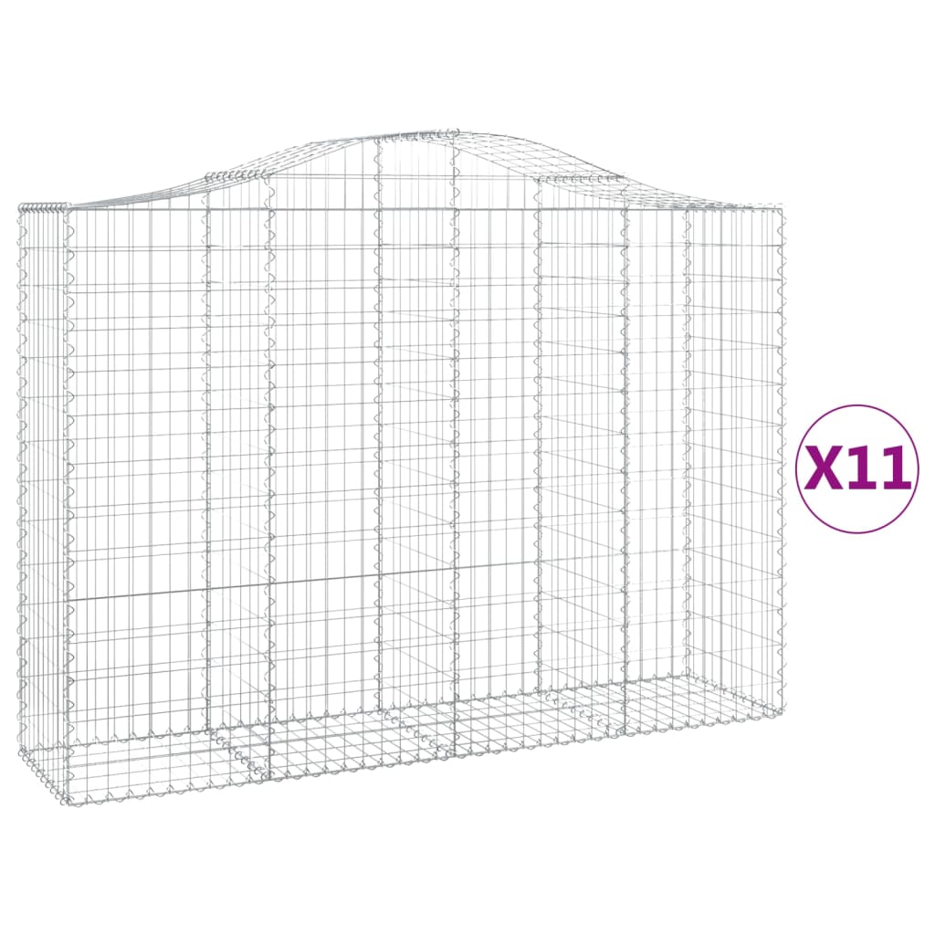 vidaXL Gabions à arche surélevée 11 p. 200x50x140/160 cm Fer galvanisé
