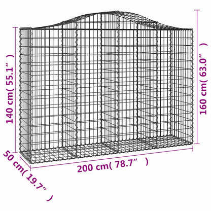 vidaXL Gabionen mit Hochbogen 12Stk. 200x50x140/160cm Verzinktes Eisen