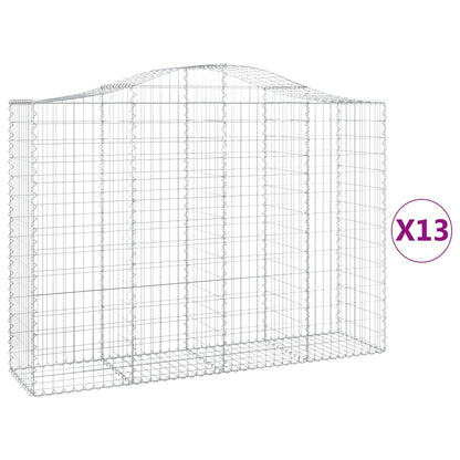 vidaXL Gabionen mit Hochbogen 13Stk. 200x50x140/160cm Verzinktes Eisen