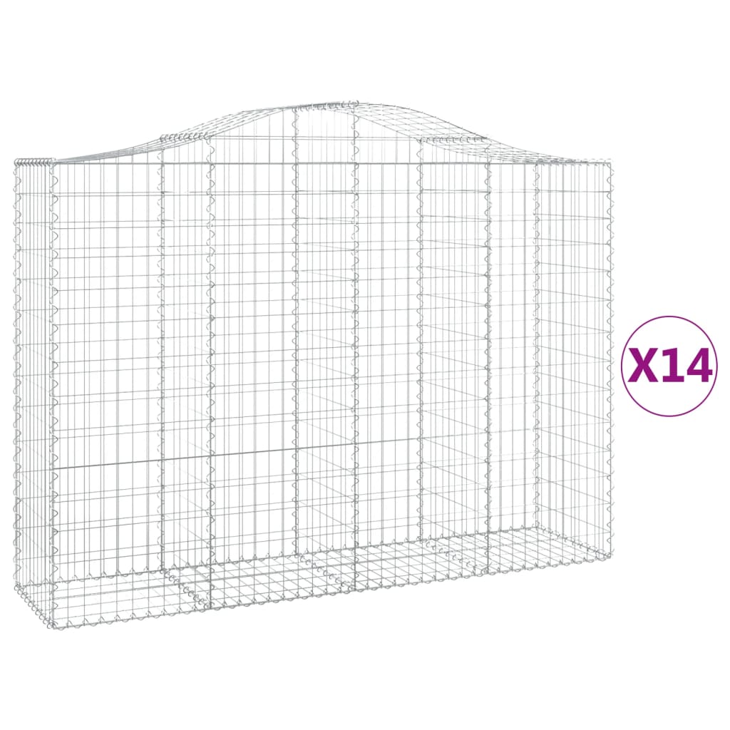 vidaXL Gabions avec arc surélevé 14 pcs 200x50x140/160 cm Fer galvanisé