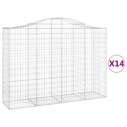 vidaXL Gabions avec arc surélevé 14 pcs 200x50x140/160 cm Fer galvanisé