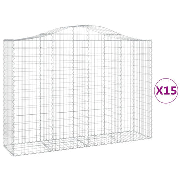 vidaXL Gabionen mit Hochbogen 15Stk. 200x50x140/160cm Verzinktes Eisen