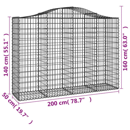 vidaXL Gabionen mit Hochbogen 15Stk. 200x50x140/160cm Verzinktes Eisen