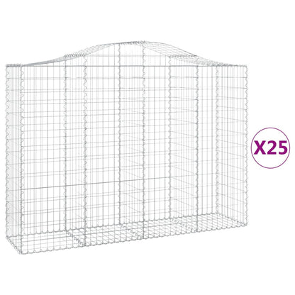 vidaXL Gabionen mit Hochbogen 25Stk. 200x50x140/160cm Verzinktes Eisen