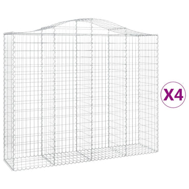 vidaXL Gabionen mit Hochbogen 4 Stk. 200x50x160/180cm Verzinktes Eisen