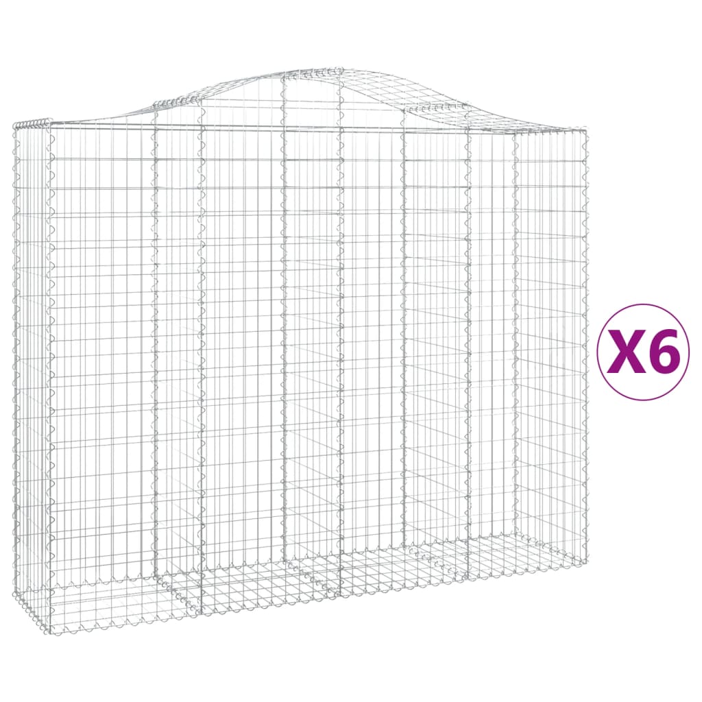 vidaXL Gabions avec arche haute 6 pcs 200x50x160/180cm Fer galvanisé